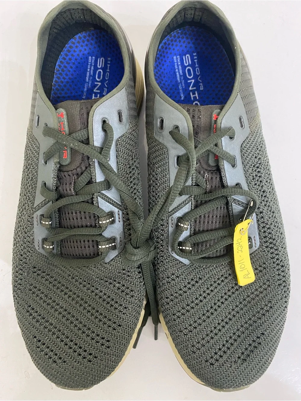 Under Armour Olive Knit HOVR Sonic Sneaker with Coral Trim